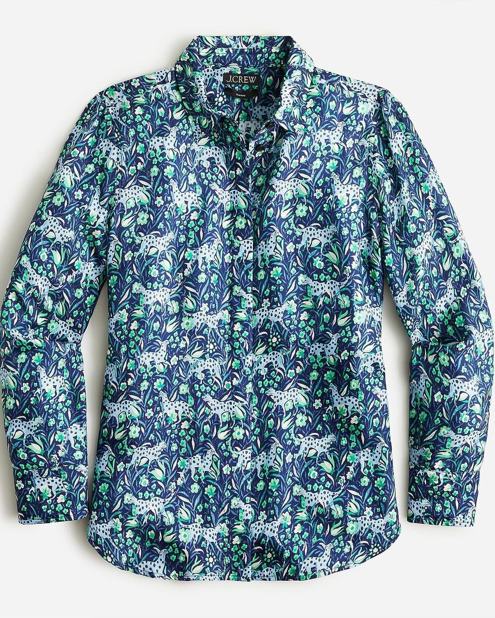 J.Crew Classic Fit Shirt in Fauna Floral Long Sleeve Animal Print Button Down 12
